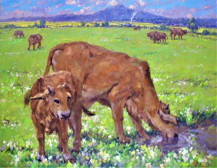 潘蓬彬油畫-牛寶長大了-50F（116.5×91.cm）-2021年-40萬元_結果